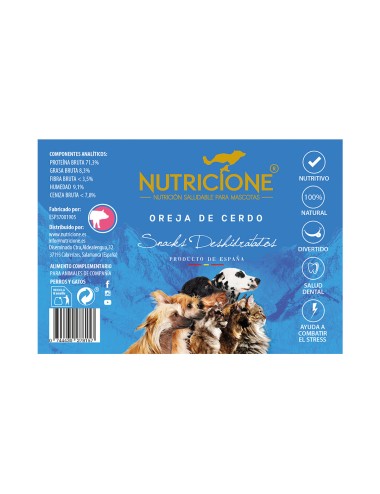 Oreja de cerdo deshidratada, snack natural.