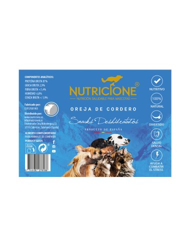 Oreja de cordero deshidratada 3ud, snack natural.