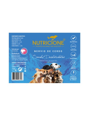 Nervio de cerdo deshidratado 10ud, snack natural.