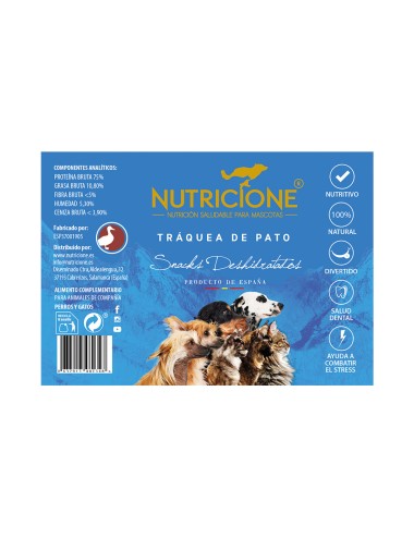 Tráquea de pato deshidratada 8ud, snack natural.