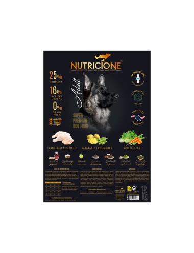 Pienso carne fresca de  pollo para perro adulto, 12kg.