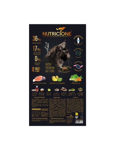 Pienso carne fresca de salmón para gato adulto, 2kg.