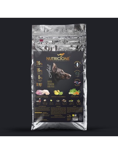 Pienso carne fresca de cordero y pollo para perro adulto, 12kg.