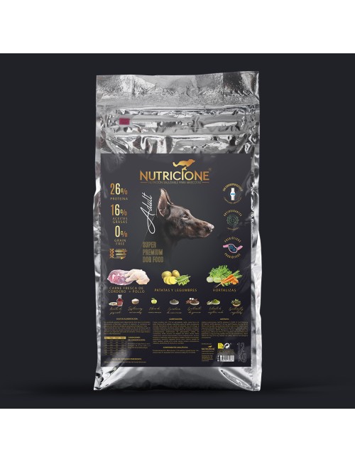 Pienso carne fresca de cordero y pollo para perro adulto, 12kg.