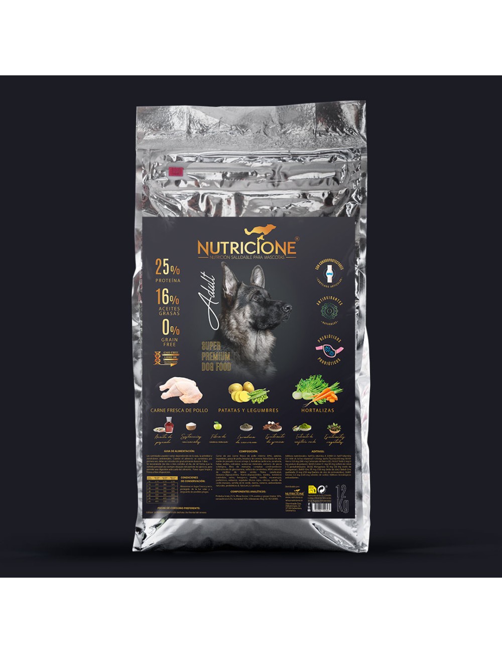 Pienso carne fresca de  pollo para perro adulto, 12kg.