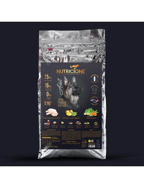 Pienso carne fresca de  pollo para perro adulto, 12kg.