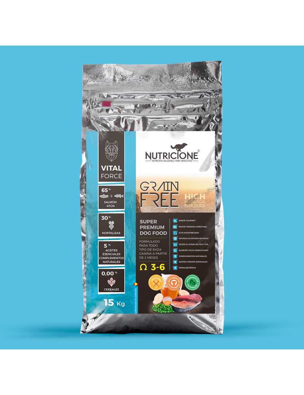 Pienso superpremium sin cereales 15Kg salmón y atún