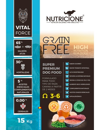 Pienso superpremium sin cereales 15Kg salmón y atún