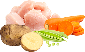 Carne y verduras para pienso