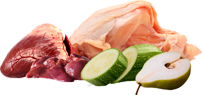 Carne  y verduras frescas para dieta barf perros