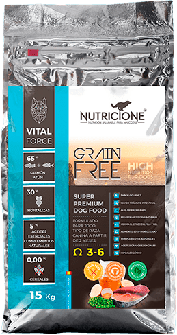 Bolsa de pienso sin cerales para perros