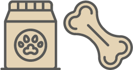 iconos de pienso y snack en forma de hueso