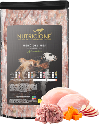 paquete de barf e ingredientes a un lado